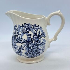 VTG Myott The Hunter Creamer Fine Staffordshire Ware Blue and White England 1982